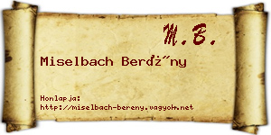 Miselbach Berény névjegykártya